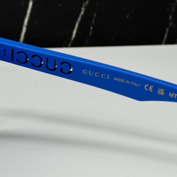 NEW GUCCI GG1570S 004 UNISEX SUNGLASSES GUCCI GG 1570S 004 BLUE SQUARE EYEWEAR - Picture 10 of 11